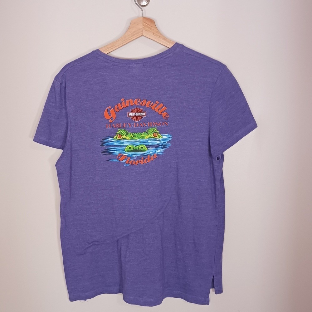 Harley Davidson Gainesville FL T Shirt Womens M Purple Graphic Tee Florida Biker